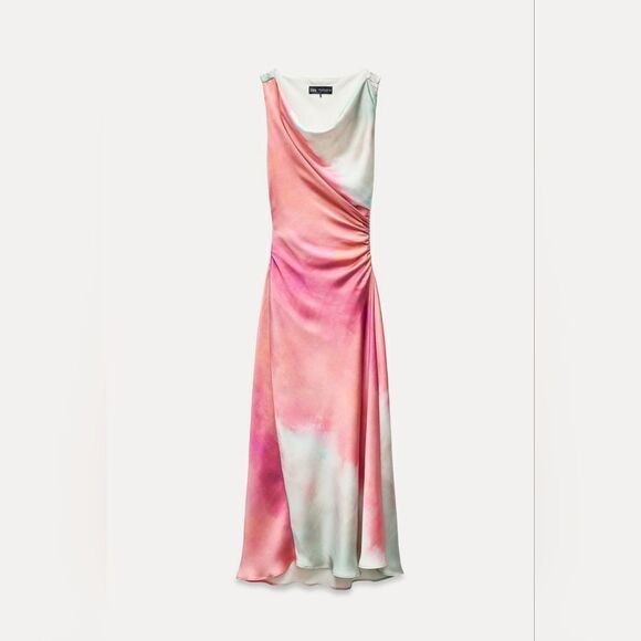 NWT ZARA Benla TIE DYE PRINTβMIDI DRESS - Picture 9 of 13